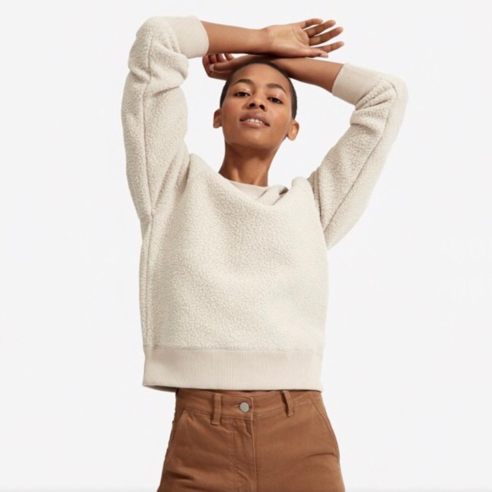 Everlane renew teddy fleece raglan sweatshirt